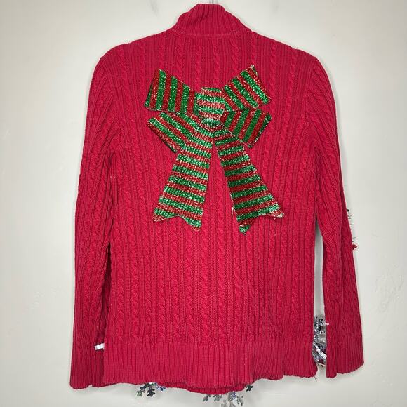 Ugly Christmas Sweater Red Festive Women's Sweater - Picture 3 of 5